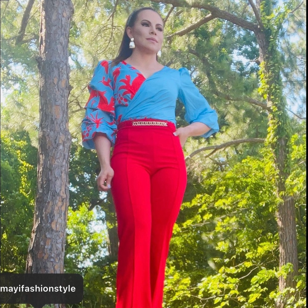 Red and Blue Women's Top